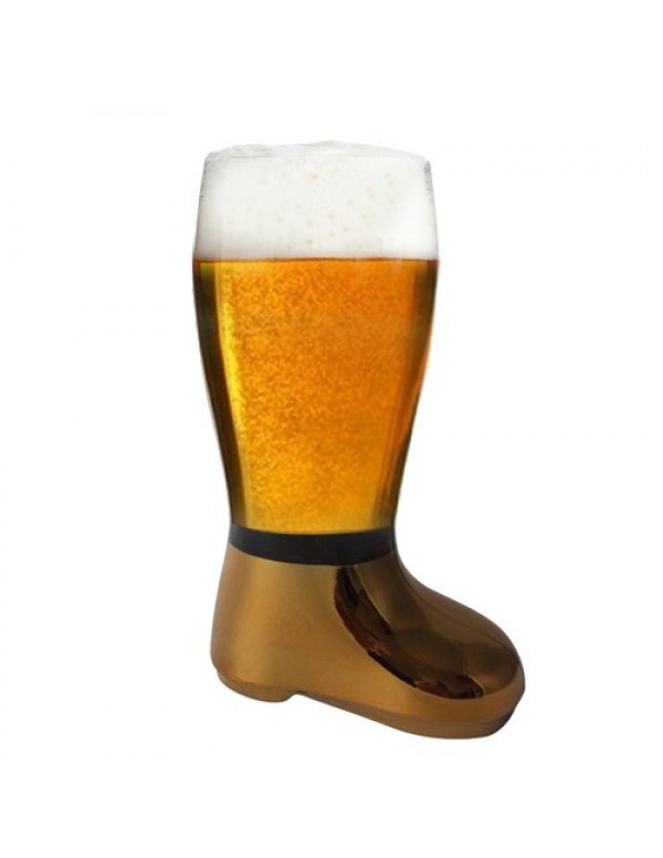 Barraid Beer Boot Glass Silver Golden Combo Eletcroplated 750 ML Capacity Each