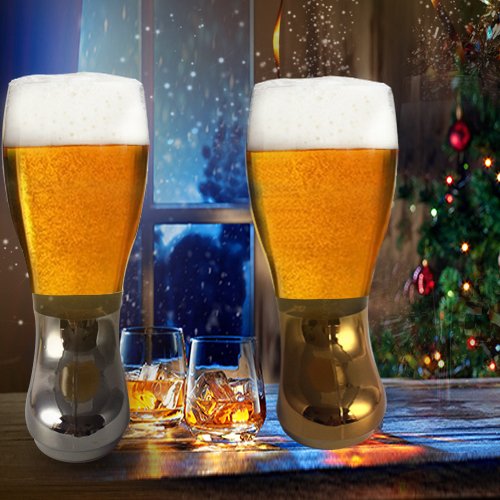 Barraid Beer Boot Glass Silver Golden Co...