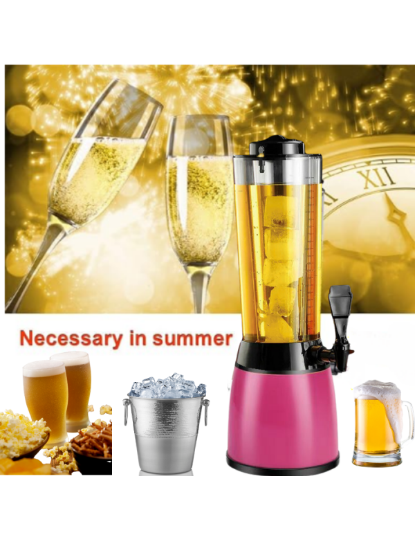 BARRAID Elite Tower/Dispenser/Decanter for Beer/Whisky/Wine Capacity for Party/Home/Bars/Pubs (3000 ml/3 L) (PINK)
