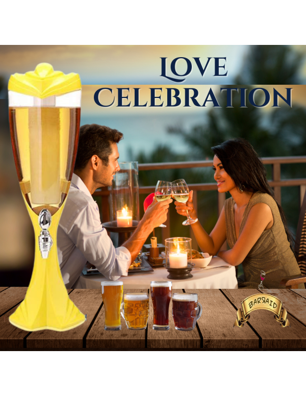 BARRAID Beer Tower, 3000 ml Capacity, Multicolour LED Lights (Yellow)