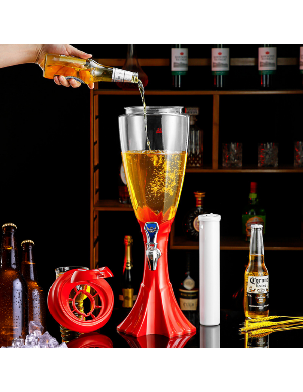 BARRAID Beer Tower, 3000 ml Capacity, Multicolour LED Lights (RED)